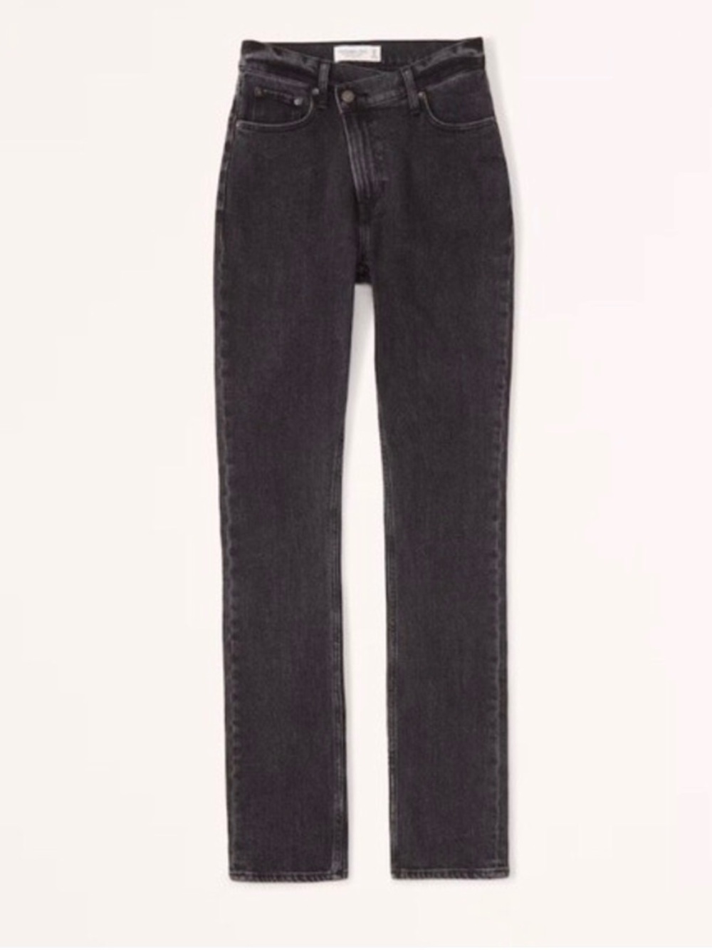 Abercrombie 90s Slim Straight Ultra High Rise Crossover Waist Black Jeans, 26 2S